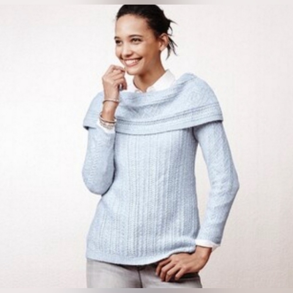 White House Black Market Off-the-shoulder or Cowl neck sweater. Light blue. NWOT